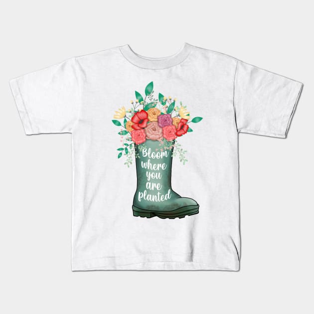 Bloom where you are planted Kids T-Shirt by Manxcraft